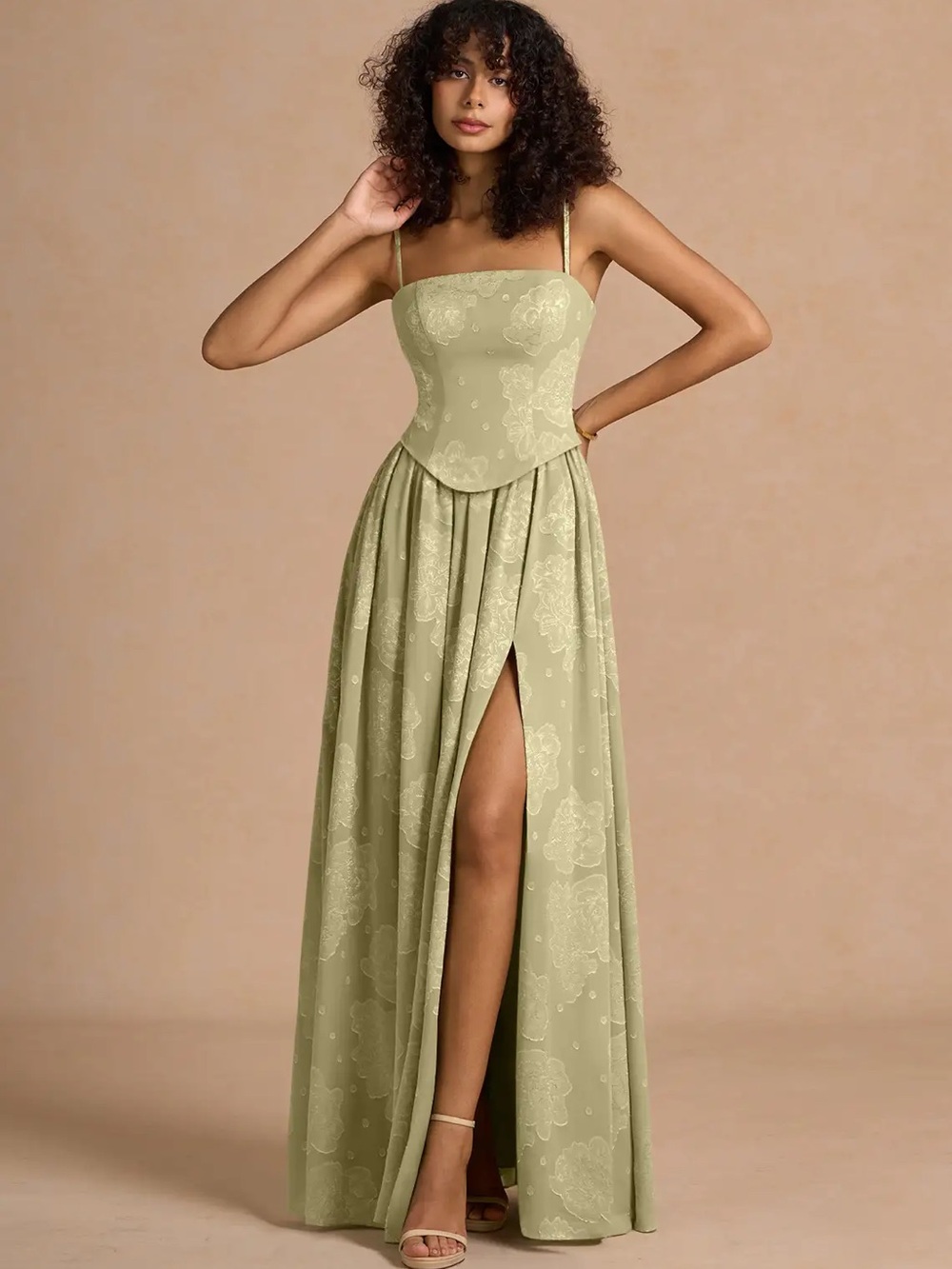 NWT Azazie Isaura Celadon Maxi Dress in Green Size 6 - Picture 7 of 15